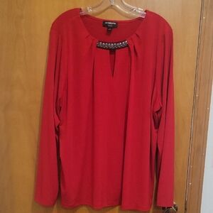 Liz Claiborne Red Embellished Blouse